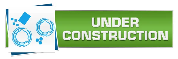 Construction Text Written Green Blue Background — Stock Photo, Image