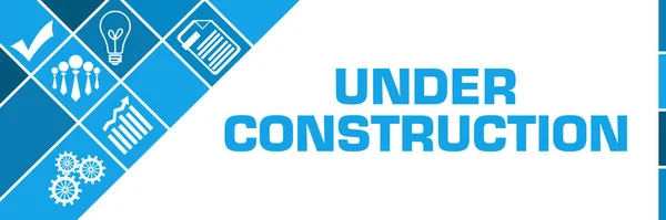 Construction Text Written Blue Background — Stockfoto