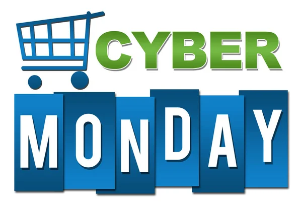 Cyber Monday Text Written Blue Green Background — Stock Photo, Image