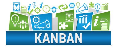 Metin ve iş simgeleriyle Kanban konsept resmi.