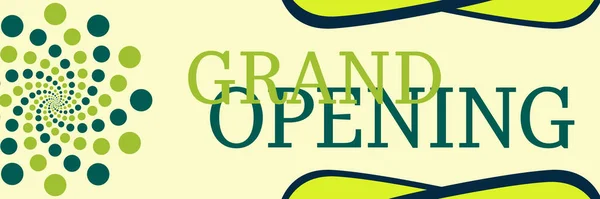 Grand Otevírací Text Napsaný Zeleném Tyrkysovém Pozadí — Stock fotografie