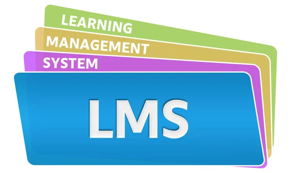 Lms 学習管理システムテキストがカラフルな背景に書き込まれます — ストック写真