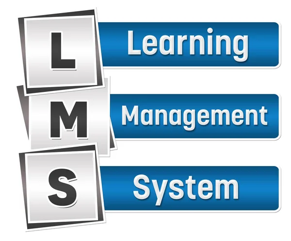 Lms Sistema Gestión Aprendizaje Texto Escrito Sobre Fondo Gris Azul —  Fotos de Stock