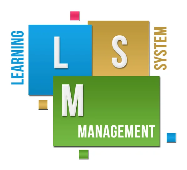 Lms 学習管理システムテキストがカラフルな背景に書き込まれます — ストック写真