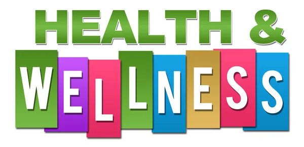 Zdrowie Wellness Tekst Napisany Kolorowym Tle — Zdjęcie stockowe