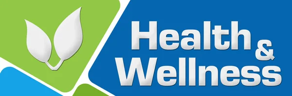 Zdrowie Wellness Tekst Napisany Zielonym Niebieskim Tle — Zdjęcie stockowe