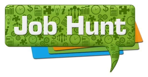 Job hunt text written over green colorful background.