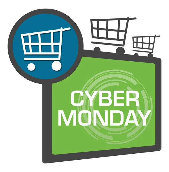 Stock image Cyber Monday text written over blue green background.