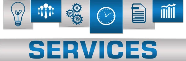 Dienstleistungstext Auf Blauem Grauen Hintergrund — Stockfoto