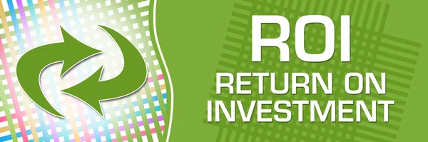Roi Retorno Sobre Texto Investimento Escrito Sobre Fundo Verde — Fotografia de Stock