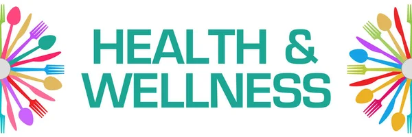 Gesundheits Und Wellness Text Auf Buntem Hintergrund — Stockfoto