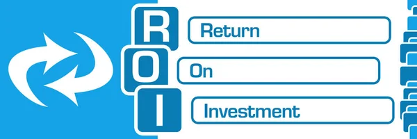 Roi Retorno Sobre Texto Investimento Escrito Sobre Fundo Azul — Fotografia de Stock