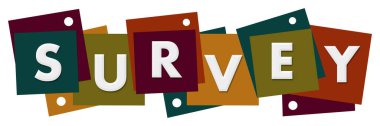 Survey text written over colorful background.