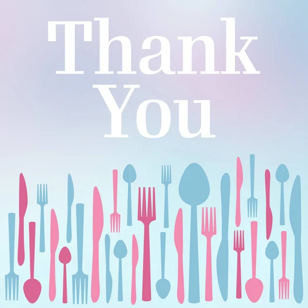 Thank You concept image with spoon fork knife symbols over gradient background.