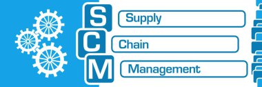 SCM - mavi arkaplan üzerine yazılmış zincir yönetim metni.