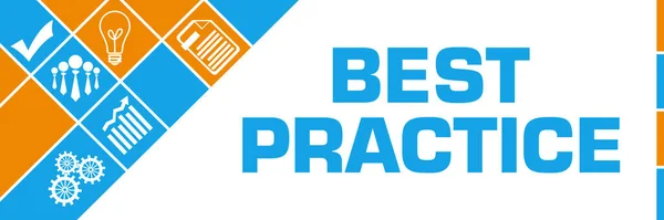 Best Practice Tekst Geschreven Blauwe Oranje Achtergrond — Stockfoto