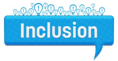 Inclusion concept image with text and bulb symbols.