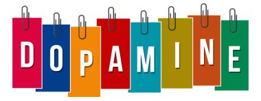 Dopamine text written over colorful background.