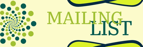 Mailing List Tekst Geschreven Turquoise Groene Achtergrond — Stockfoto