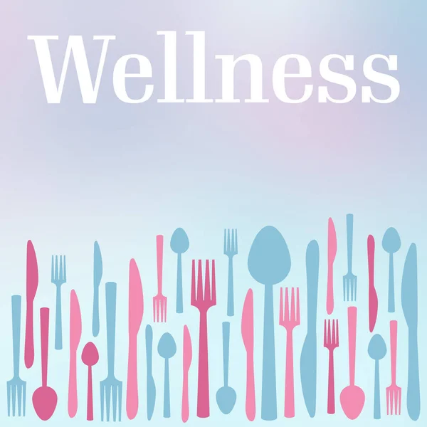 Wellness Concept Image Spoon Fork Knife Symbols Gradient Background — Stock Photo, Image