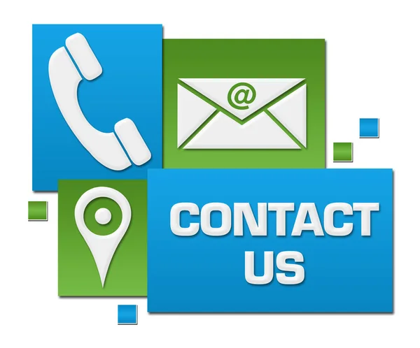 Contact Text Written Blue Green Background — Stock Photo, Image