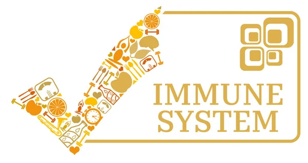 Imagen Conceptual Del Sistema Inmunológico Con Símbolos Relacionados Con Texto — Foto de Stock