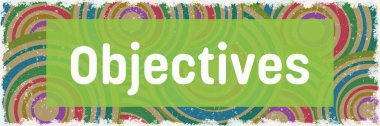 Objectives text written over colorful background.