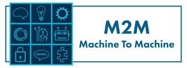M2M - Makine to Machine mavi arkaplan üzerine yazılmış metin.