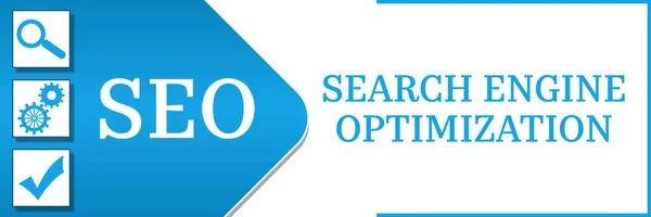 Seo Search Engine Optimization Imagem Conceito Com Texto Símbolos Relacionados — Fotografia de Stock