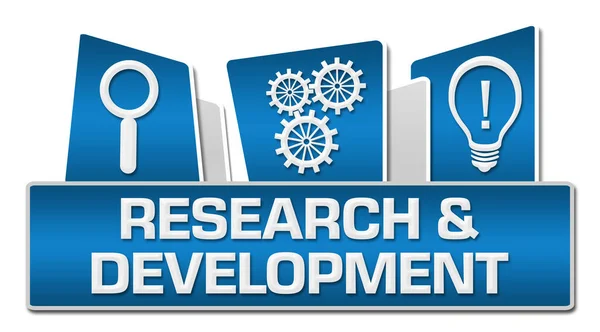 Und Text Für Forschung Und Entwicklung Auf Blauem Hintergrund — Stockfoto