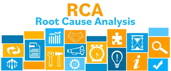 RCA - Root Cause Analysis concept image with text and business symbols.