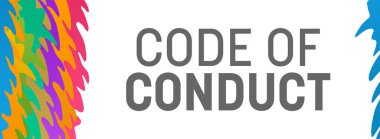 Code Of Conduct text written over colorful background.