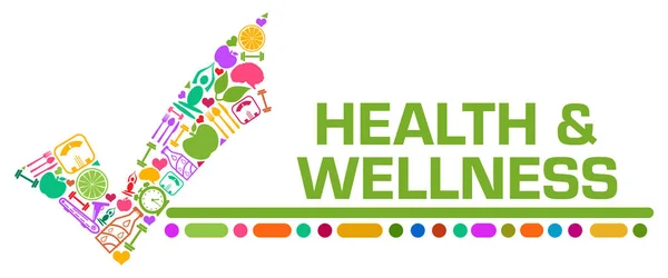 Gesundheits Und Wellness Konzeptbild Mit Text Und Gesundheitssymbolen — Stockfoto