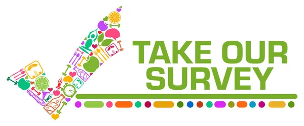 Take Our Survey Concept Image Text Health Symbols — Stok fotoğraf