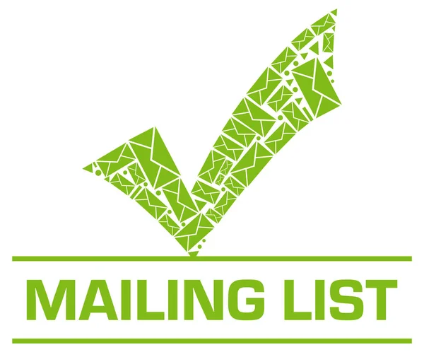 Mailing List Immagine Concetto Con Testo Buste Simboli — Foto Stock