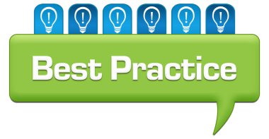 Best Practice concept image with text and bulb symbols. clipart