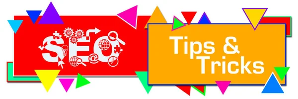 SEO Tips And Tricks text written over colorful background.