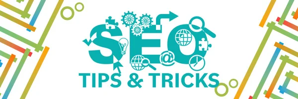 SEO Tips And Tricks text written over colorful background.
