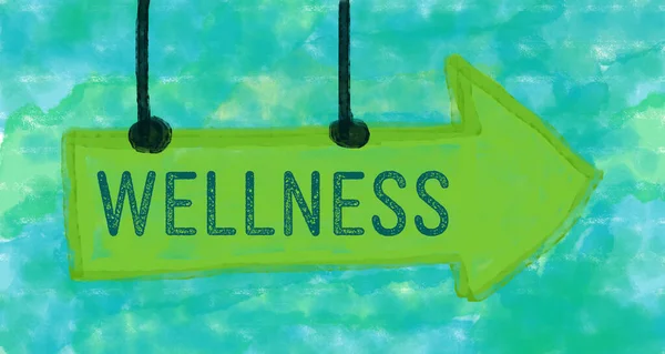 Wellness Tekst Geschreven Turquoise Groene Achtergrond Stockafbeelding