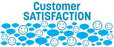 Müşteri memnuniyeti konsepti görüntüsü gülümseme ve yorum sembolleriyle.