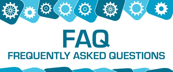 FAQ - Frequently Asked Questions concept image with text and gear symbols.
