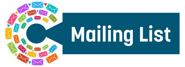Obraz Koncepcyjny Listy Mailingowej Symbolami Tekstu Koperty — Zdjęcie stockowe