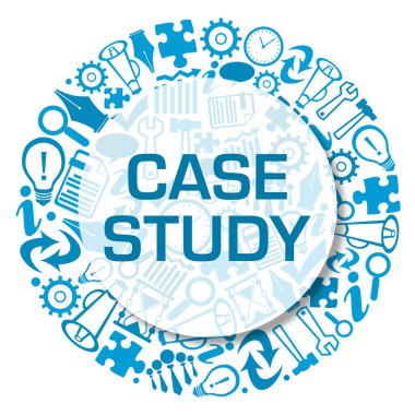 Metin ve iş simgeleriyle vaka çalışması konsepti resmi.