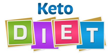 Keto diet text written over colorful background. clipart