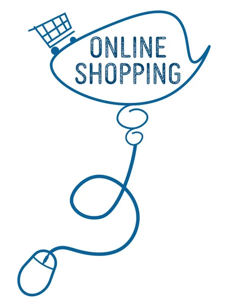 Immagine Concetto Shopping Online Con Testo Mouse Simbolo Del Computer — Foto Stock
