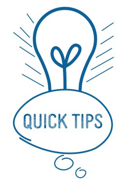 Quick Tips concept image with text and bulb symbol. clipart