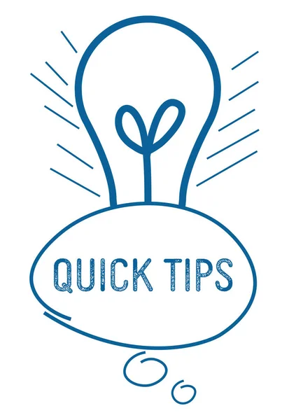 Quick Tips Konzeptbild Mit Text Und Glühbirnensymbol — Stockfoto