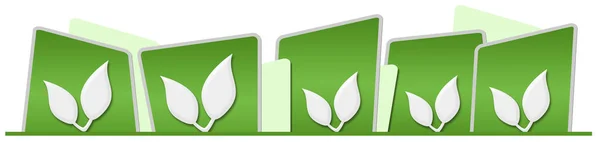 Poziomy Element Projektu Liśćmi Zielonym Tłem — Zdjęcie stockowe