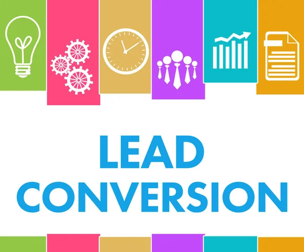 Stock image Lead conversion concept image with text and business symbols.