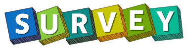 Survey text written over colorful background.